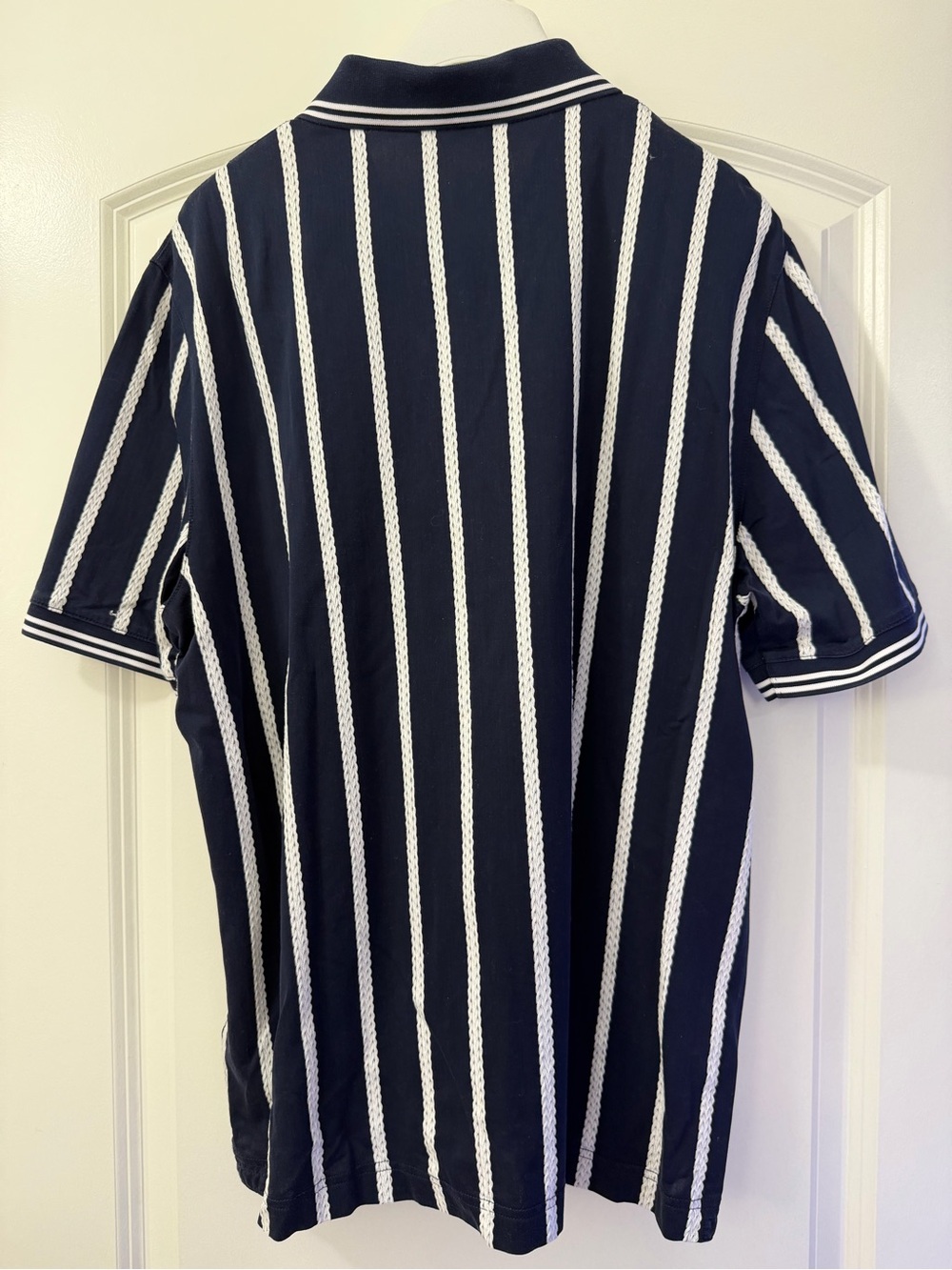 Ted Baker Navy & White Vertical Stripe Polo - Picture 6 of 8